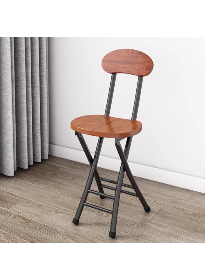 Bukela Folding Stool with Back Support, Portable Camping Chair, Camping Chairs Folding Portable Chairs, High-Back Chair with Non-Slip Footpads, for Picnics, Camping Trips Gardening(Walnut,Set of 1) - Image 1